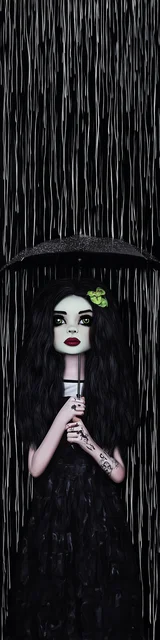 Free dark romance bookmark featuring gothic style imagery under the rain